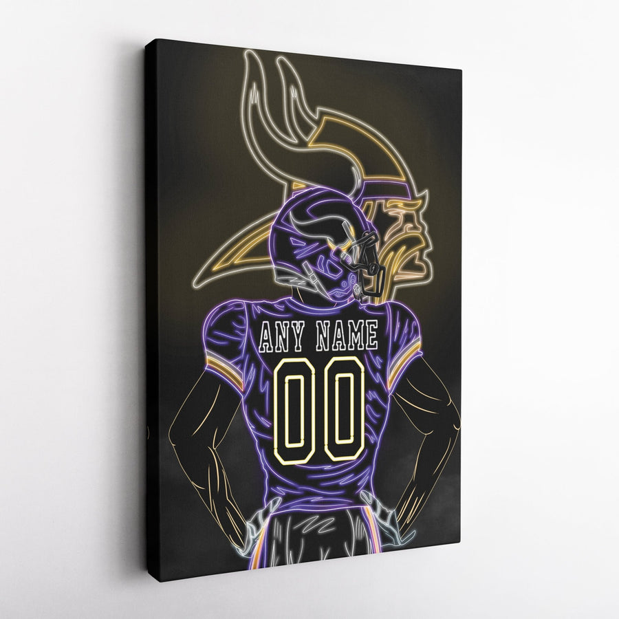 Minnesota Vikings Personalized Jersey Canvas | Neon Wall Art - CanvasNeon