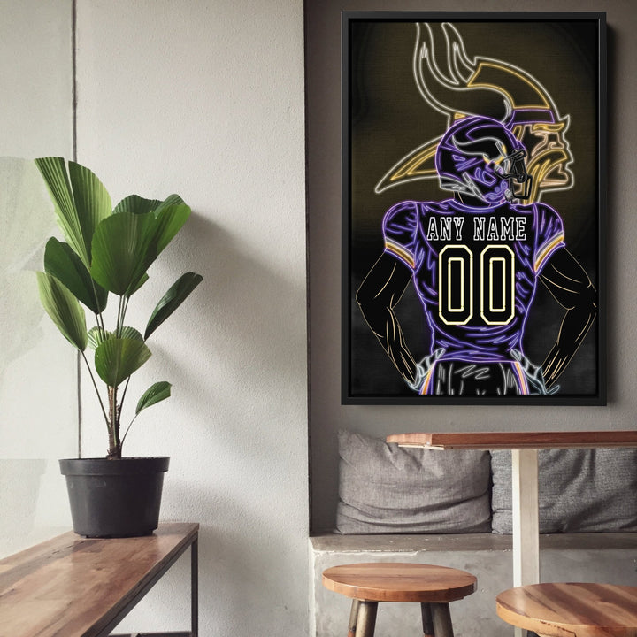 Minnesota Vikings Personalized Jersey Canvas | Neon Wall Art - CanvasNeon