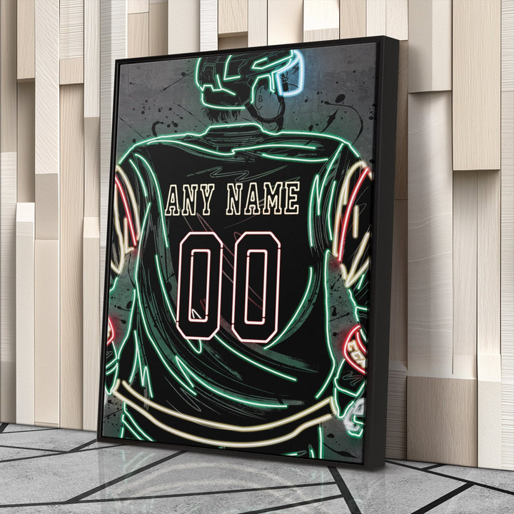 Minnesota Wild Custom Jersey Canvas | Neon Wall Art - CanvasNeon