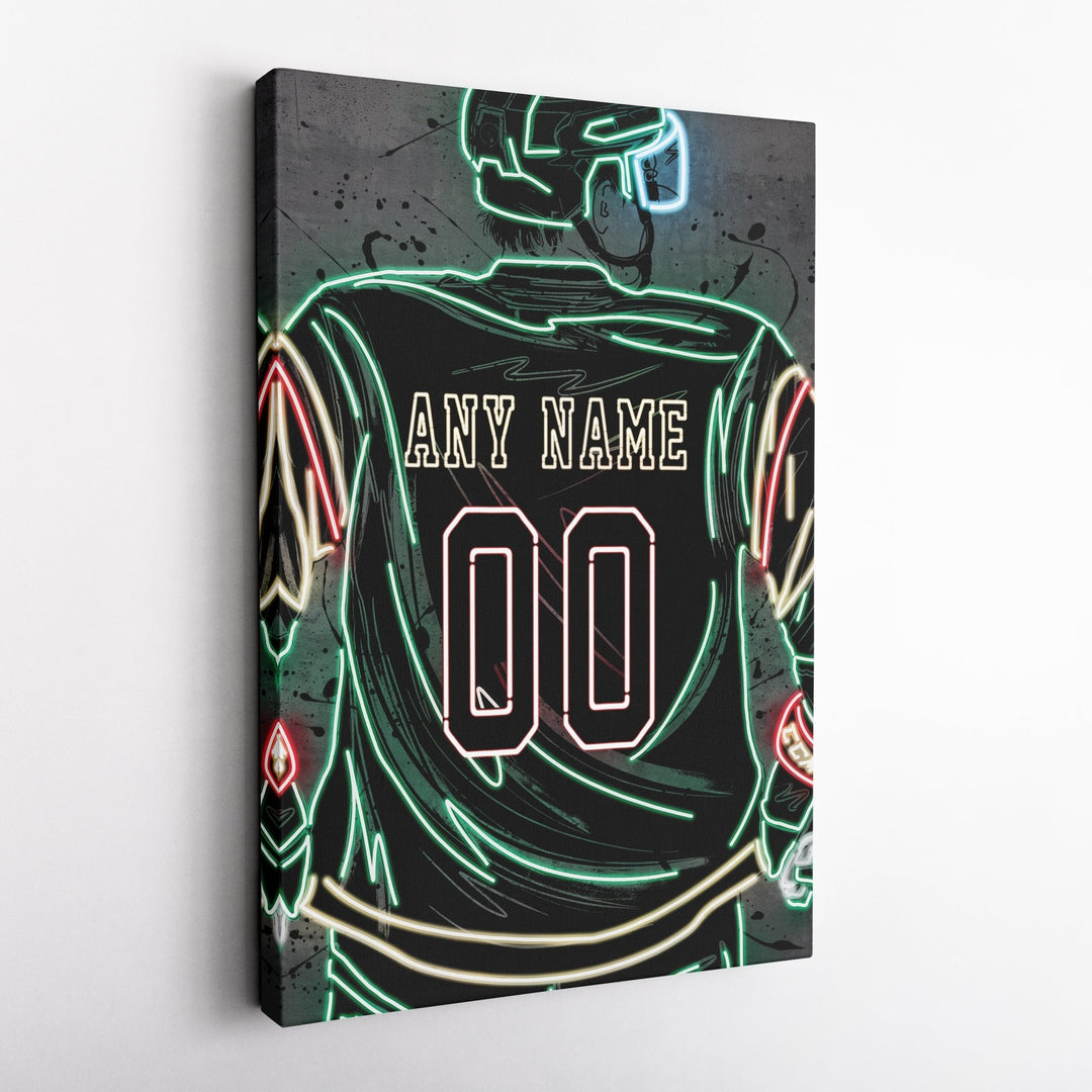 Minnesota Wild Custom Jersey Canvas | Neon Wall Art - CanvasNeon