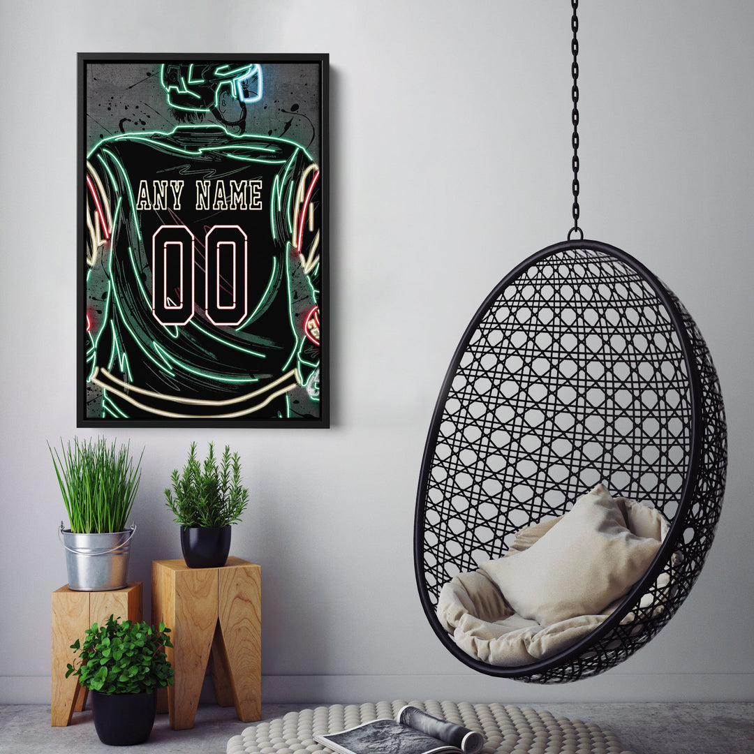 Minnesota Wild Custom Jersey Canvas | Neon Wall Art - CanvasNeon