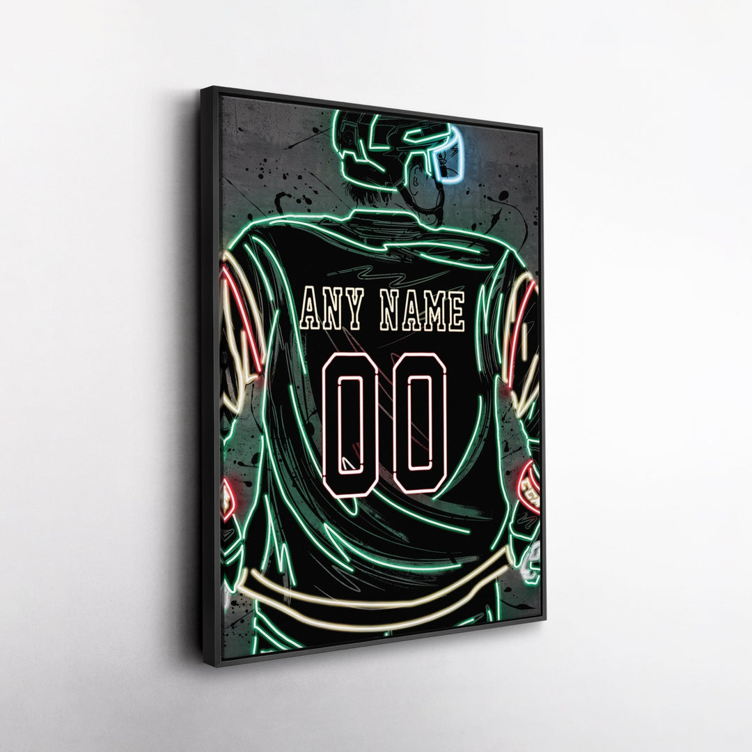 Minnesota Wild Custom Jersey Canvas | Neon Wall Art - CanvasNeon