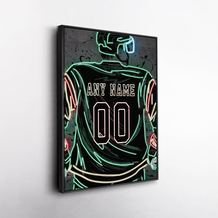 Minnesota Wild Custom Jersey Canvas | Neon Wall Art - CanvasNeon