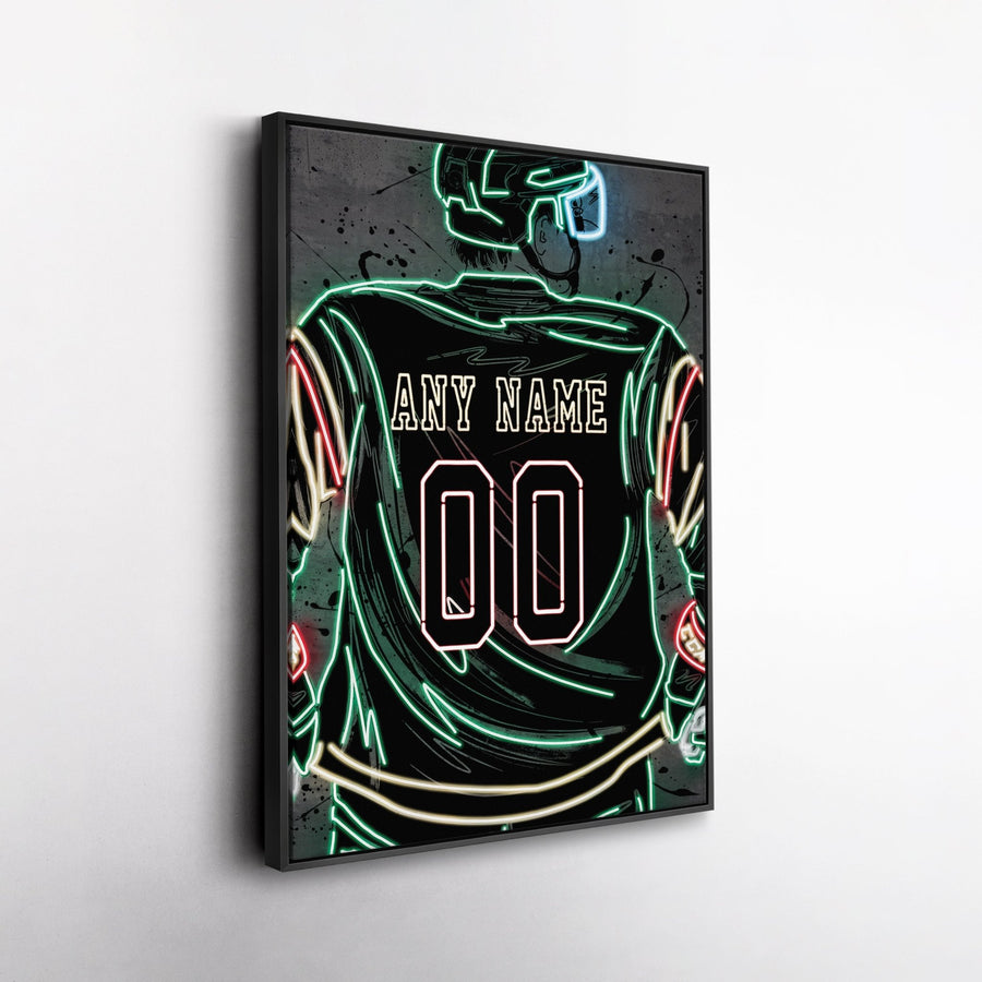 Minnesota Wild Custom Jersey Canvas | Neon Wall Art - CanvasNeon