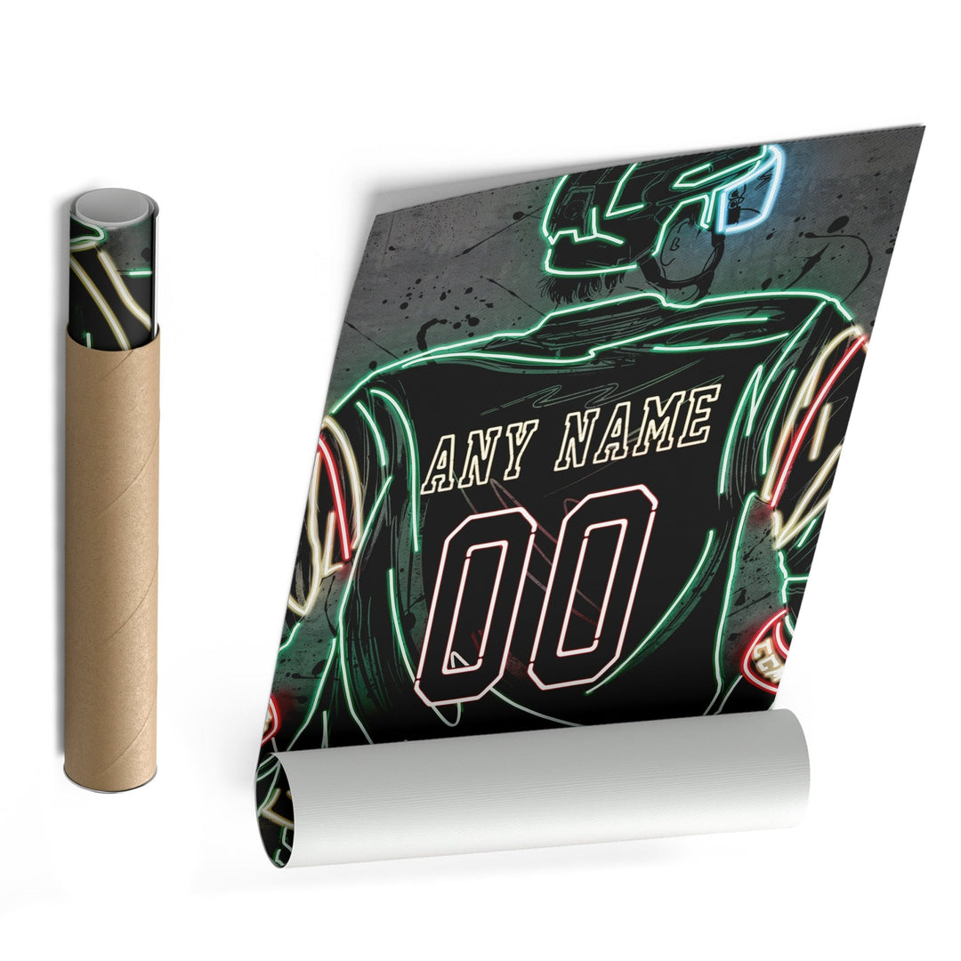 Minnesota Wild Custom Jersey Canvas | Neon Wall Art - CanvasNeon