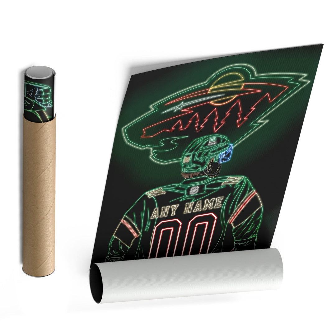 Minnesota Wild Personalized Jersey Canvas | Neon Wall Art - CanvasNeon