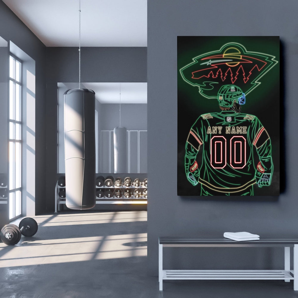 Minnesota Wild Personalized Jersey Canvas | Neon Wall Art - CanvasNeon