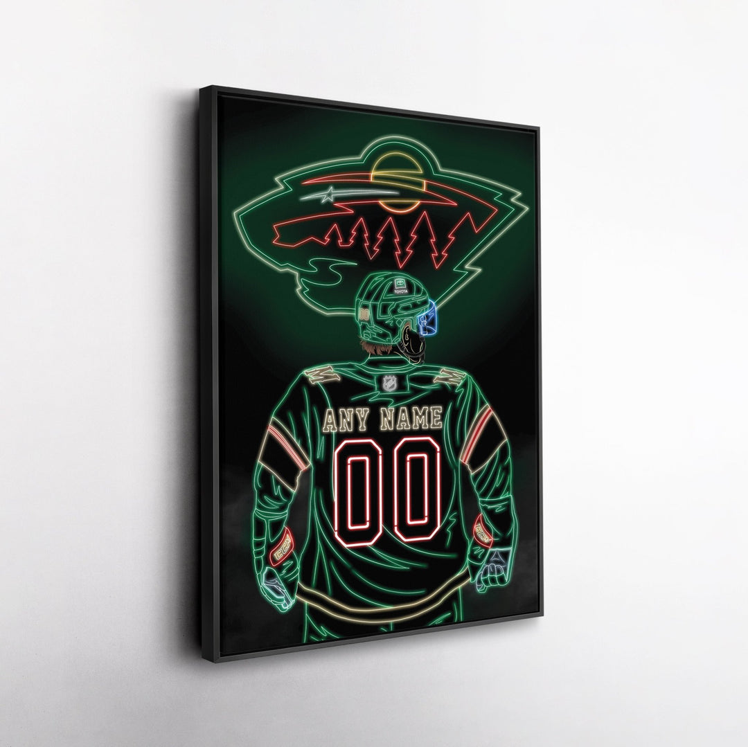 Minnesota Wild Personalized Jersey Canvas | Neon Wall Art - CanvasNeon
