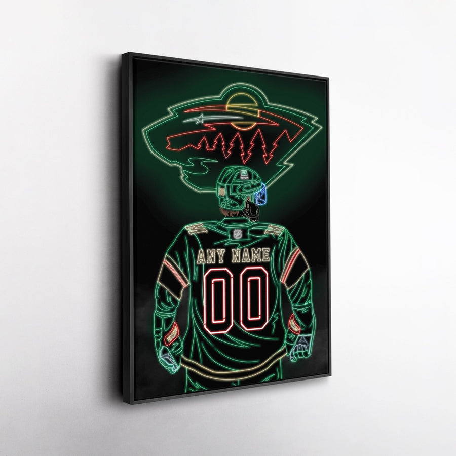 Minnesota Wild Personalized Jersey Canvas | Neon Wall Art - CanvasNeon