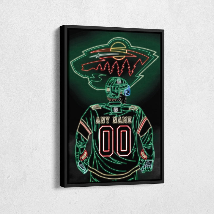 Minnesota Wild Personalized Jersey Canvas | Neon Wall Art - CanvasNeon