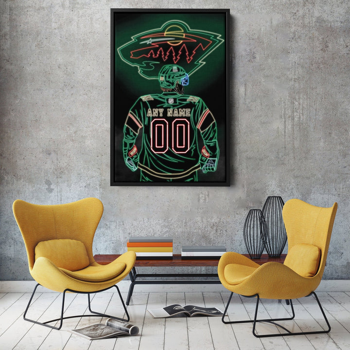 Minnesota Wild Personalized Jersey Canvas | Neon Wall Art - CanvasNeon