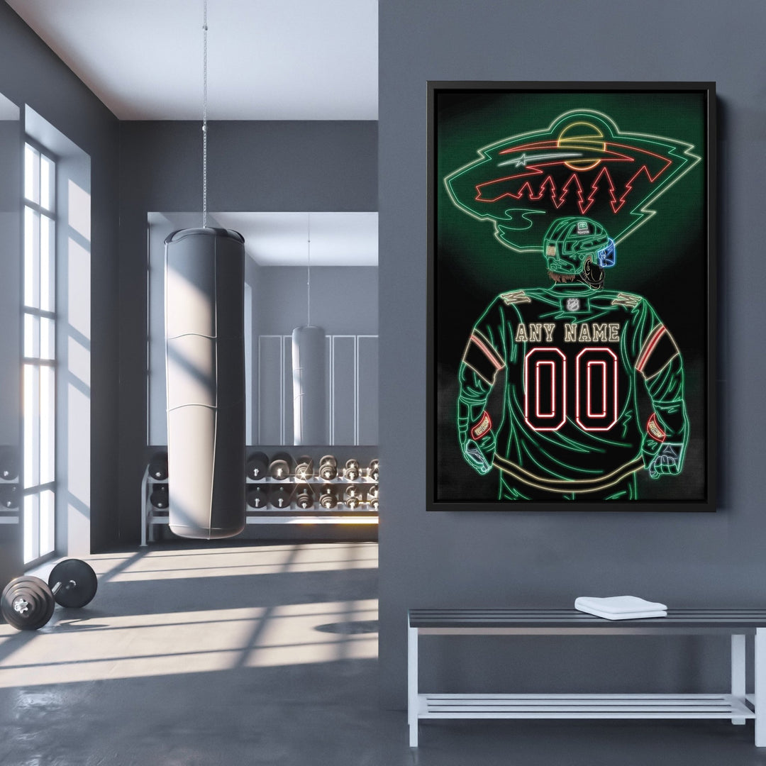 Minnesota Wild Personalized Jersey Canvas | Neon Wall Art - CanvasNeon