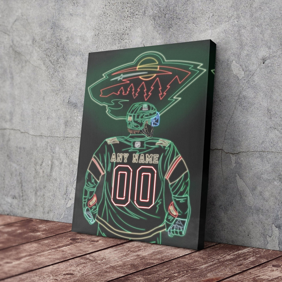 Minnesota Wild Personalized Jersey Canvas | Neon Wall Art - CanvasNeon