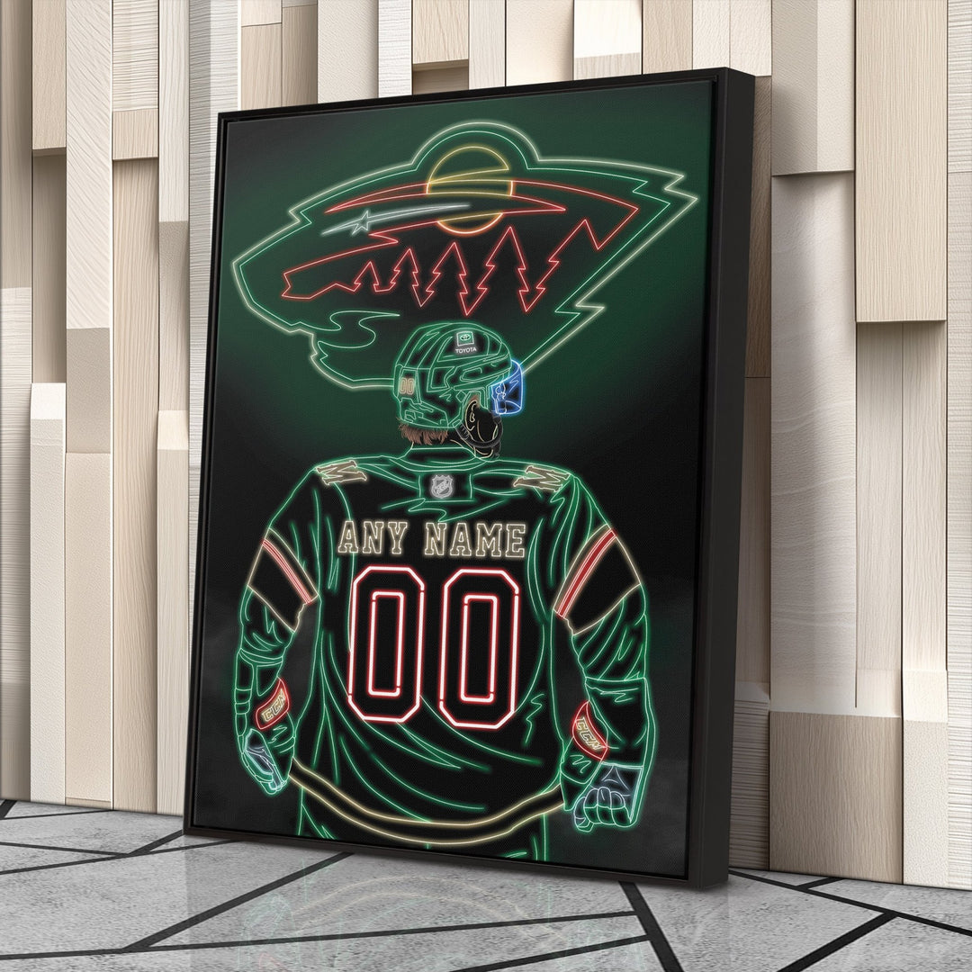 Minnesota Wild Personalized Jersey Canvas | Neon Wall Art - CanvasNeon
