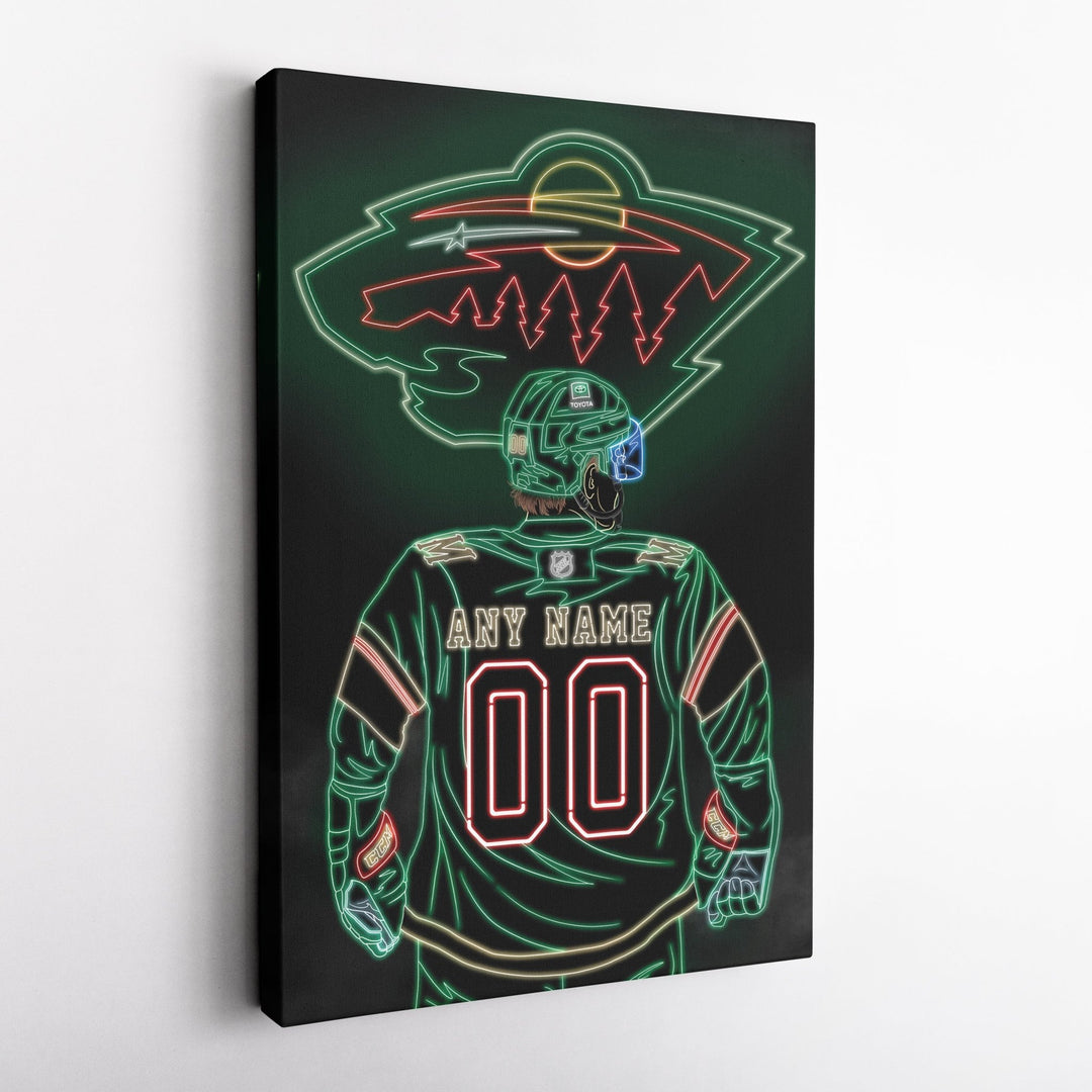 Minnesota Wild Personalized Jersey Canvas | Neon Wall Art - CanvasNeon