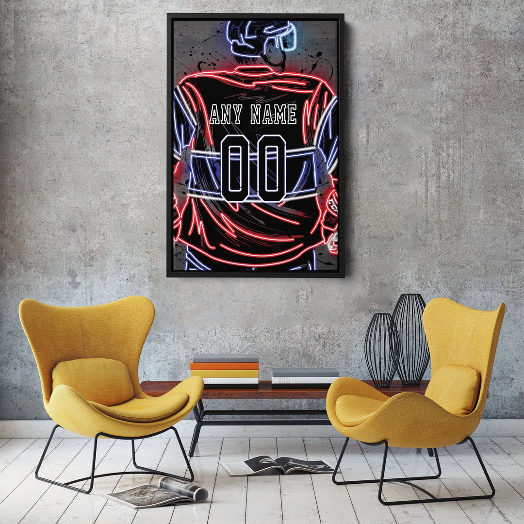 Montreal Canadiens Custom Jersey Canvas | Neon Wall Art - CanvasNeon