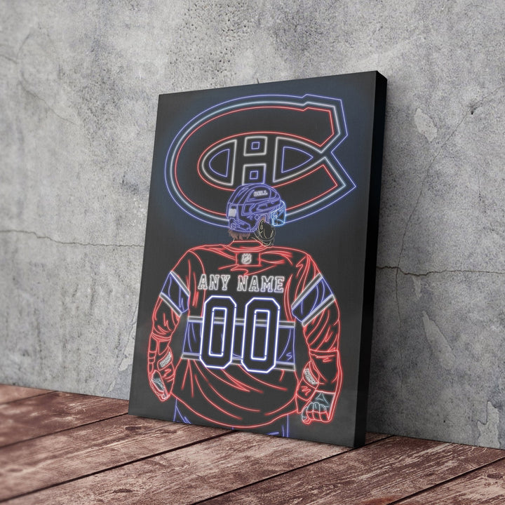 Montreal Canadiens Personalized Jersey Canvas | Neon Wall Art - CanvasNeon