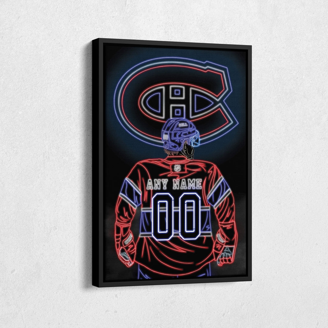 Montreal Canadiens Personalized Jersey Canvas | Neon Wall Art - CanvasNeon