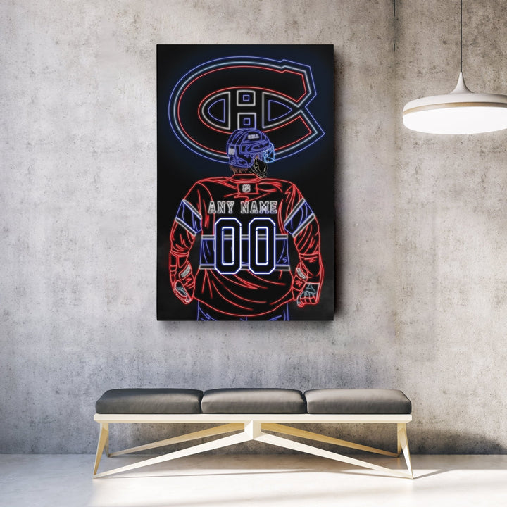 Montreal Canadiens Personalized Jersey Canvas | Neon Wall Art - CanvasNeon