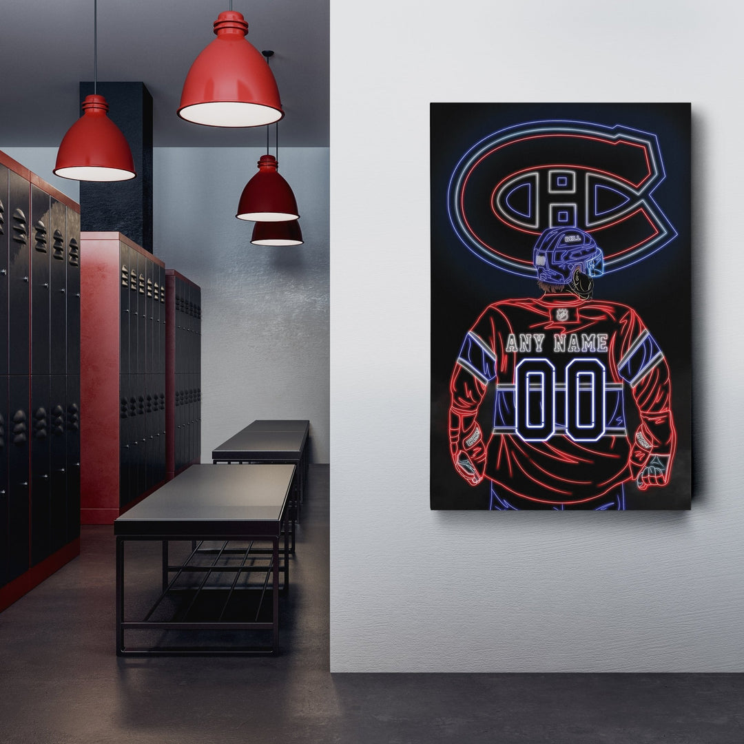 Montreal Canadiens Personalized Jersey Canvas | Neon Wall Art - CanvasNeon