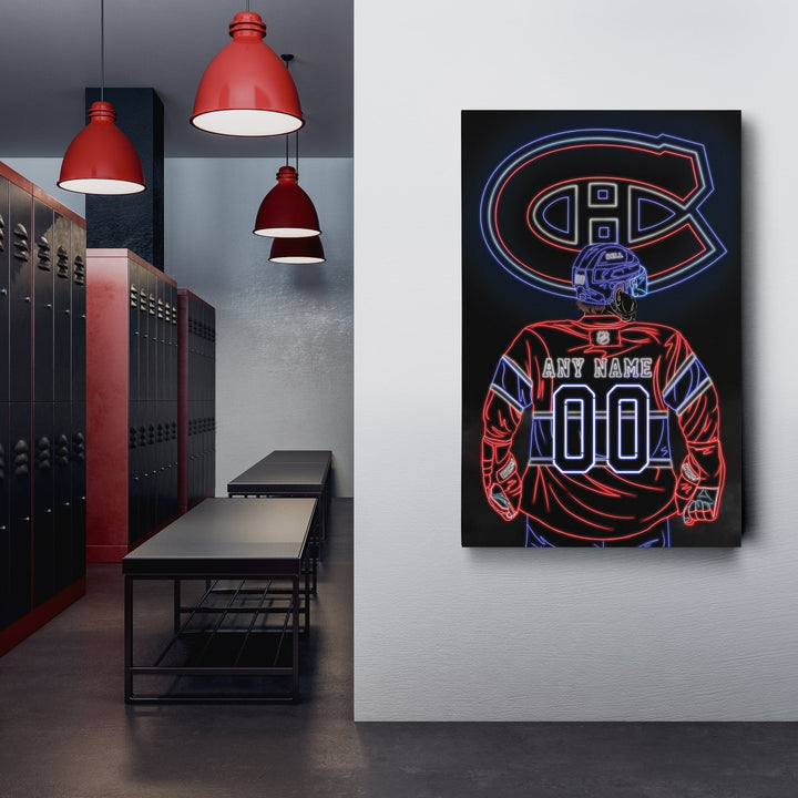 Montreal Canadiens Personalized Jersey Canvas | Neon Wall Art - CanvasNeon