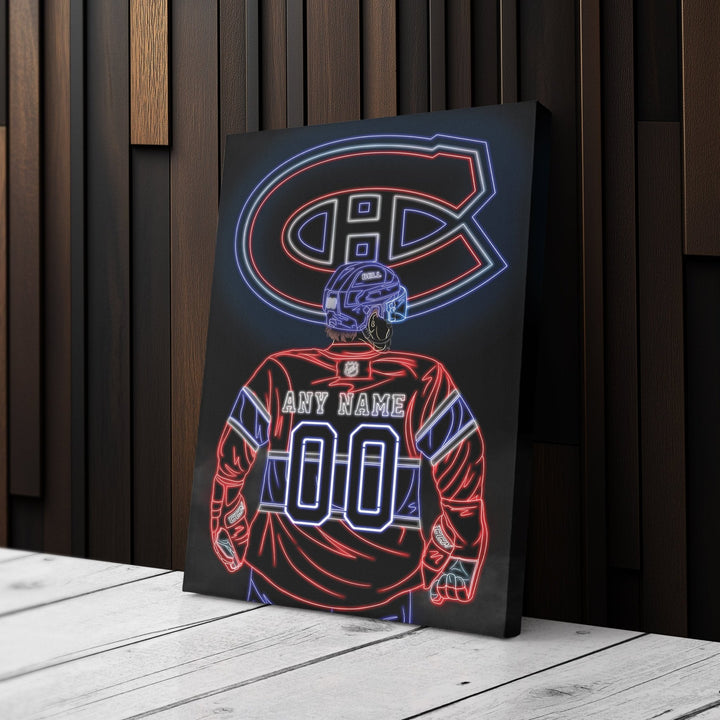 Montreal Canadiens Personalized Jersey Canvas | Neon Wall Art - CanvasNeon