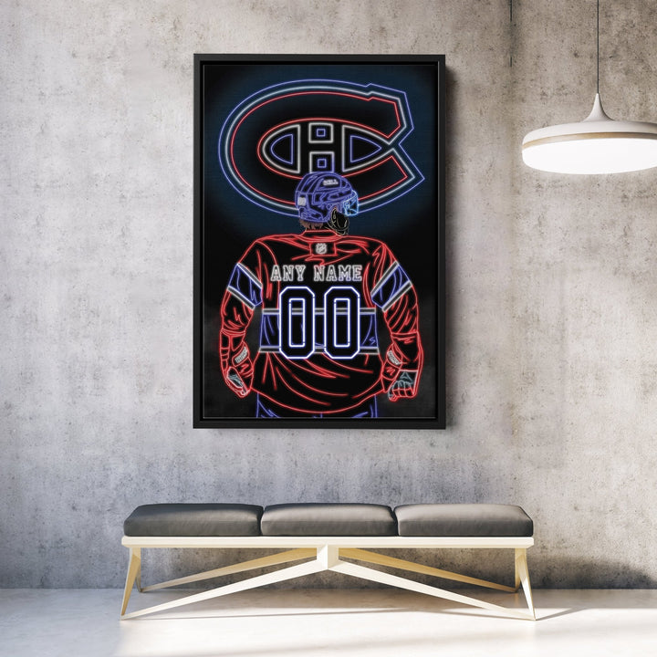 Montreal Canadiens Personalized Jersey Canvas | Neon Wall Art - CanvasNeon