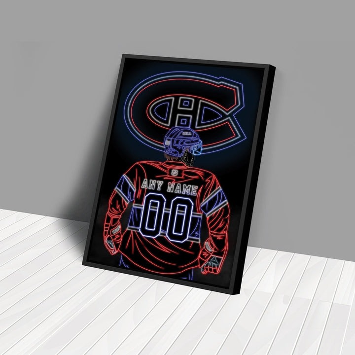 Montreal Canadiens Personalized Jersey Canvas | Neon Wall Art - CanvasNeon