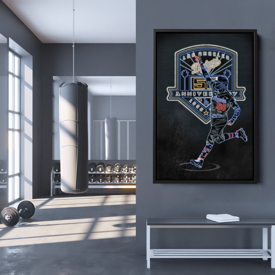 Mookie Betts Neon Canvas Art | Dodgers Wall Decor - CanvasNeon