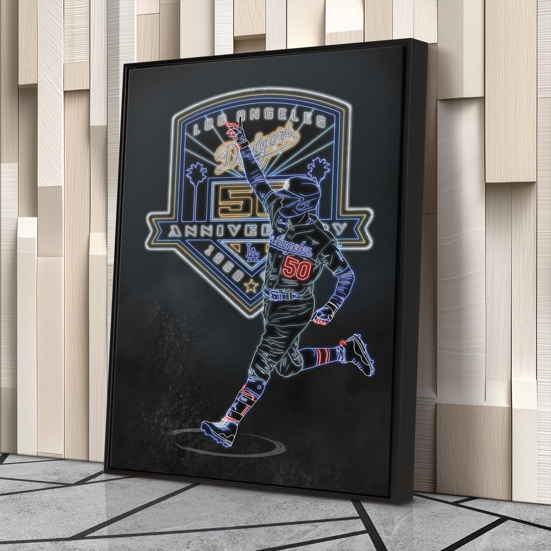 Mookie Betts Neon Canvas Art | Dodgers Wall Decor - CanvasNeon