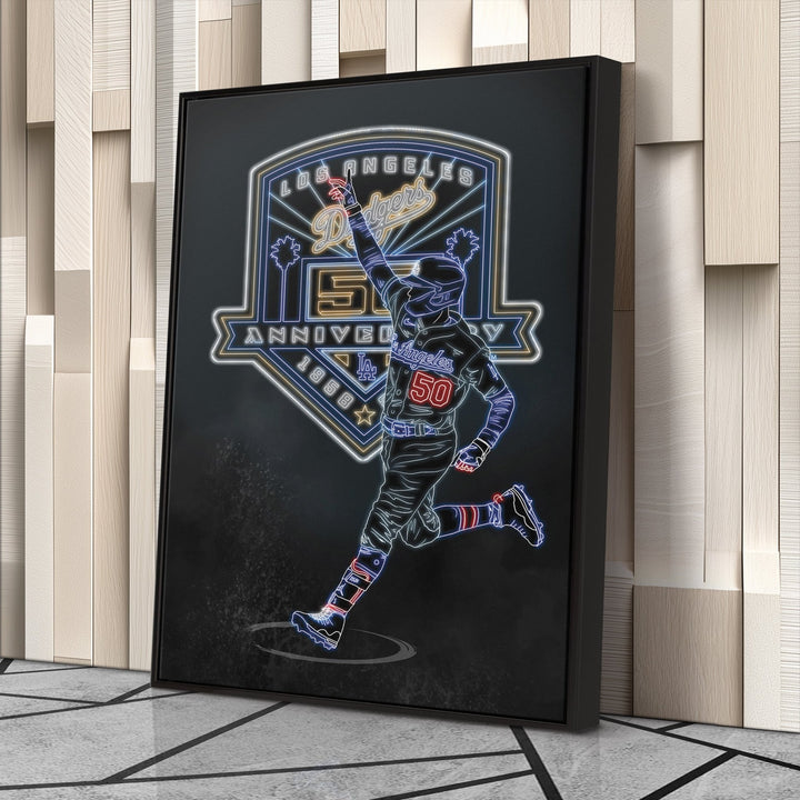Mookie Betts Neon Canvas Art | Dodgers Wall Decor - CanvasNeon