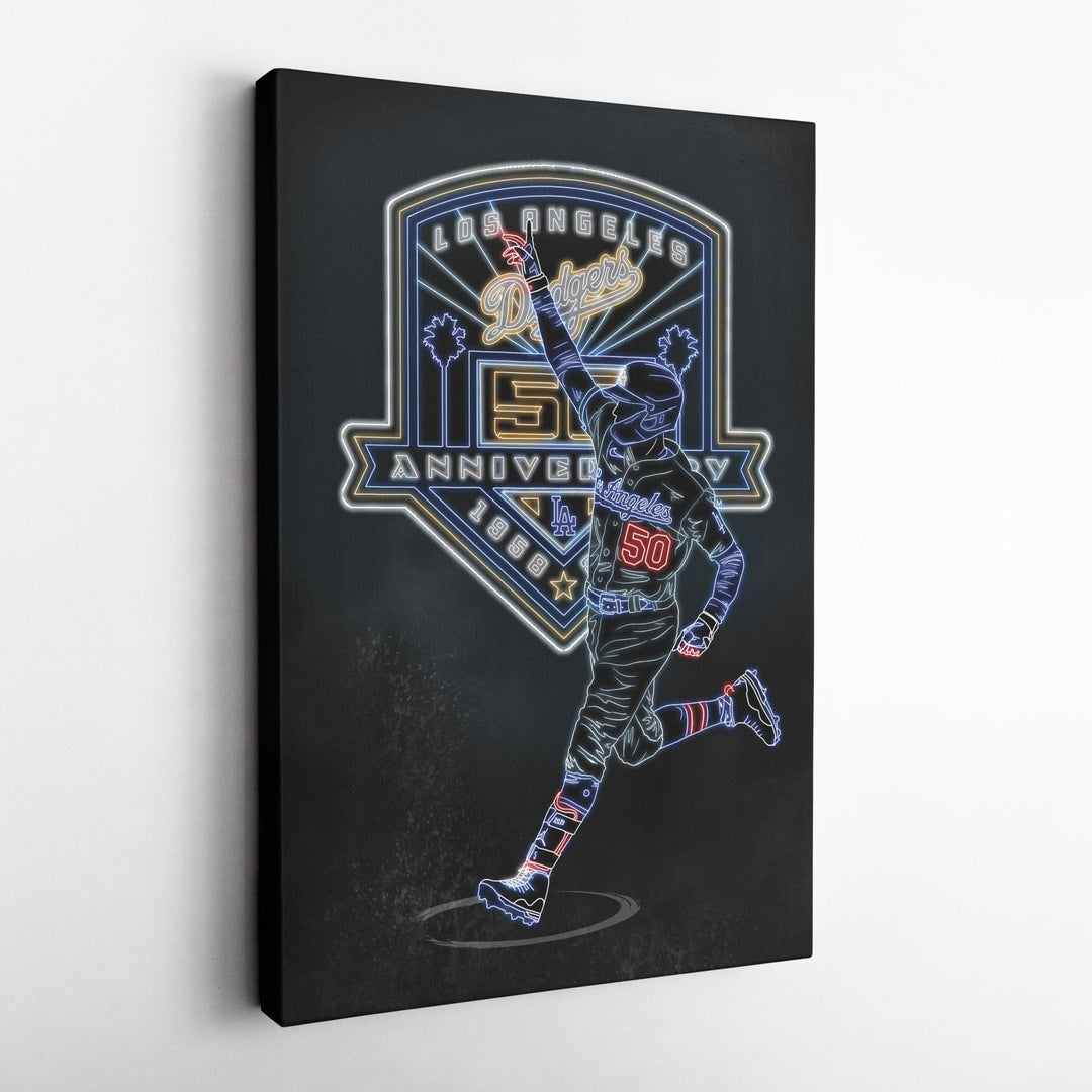 Mookie Betts Neon Canvas Art | Dodgers Wall Decor - CanvasNeon