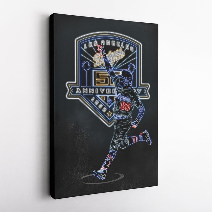 Mookie Betts Neon Canvas Art | Dodgers Wall Decor - CanvasNeon