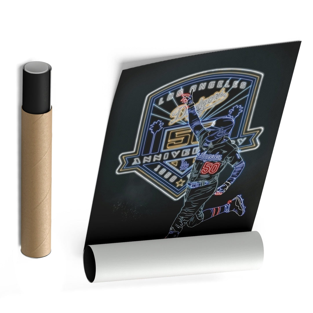 Mookie Betts Neon Canvas Art | Dodgers Wall Decor - CanvasNeon