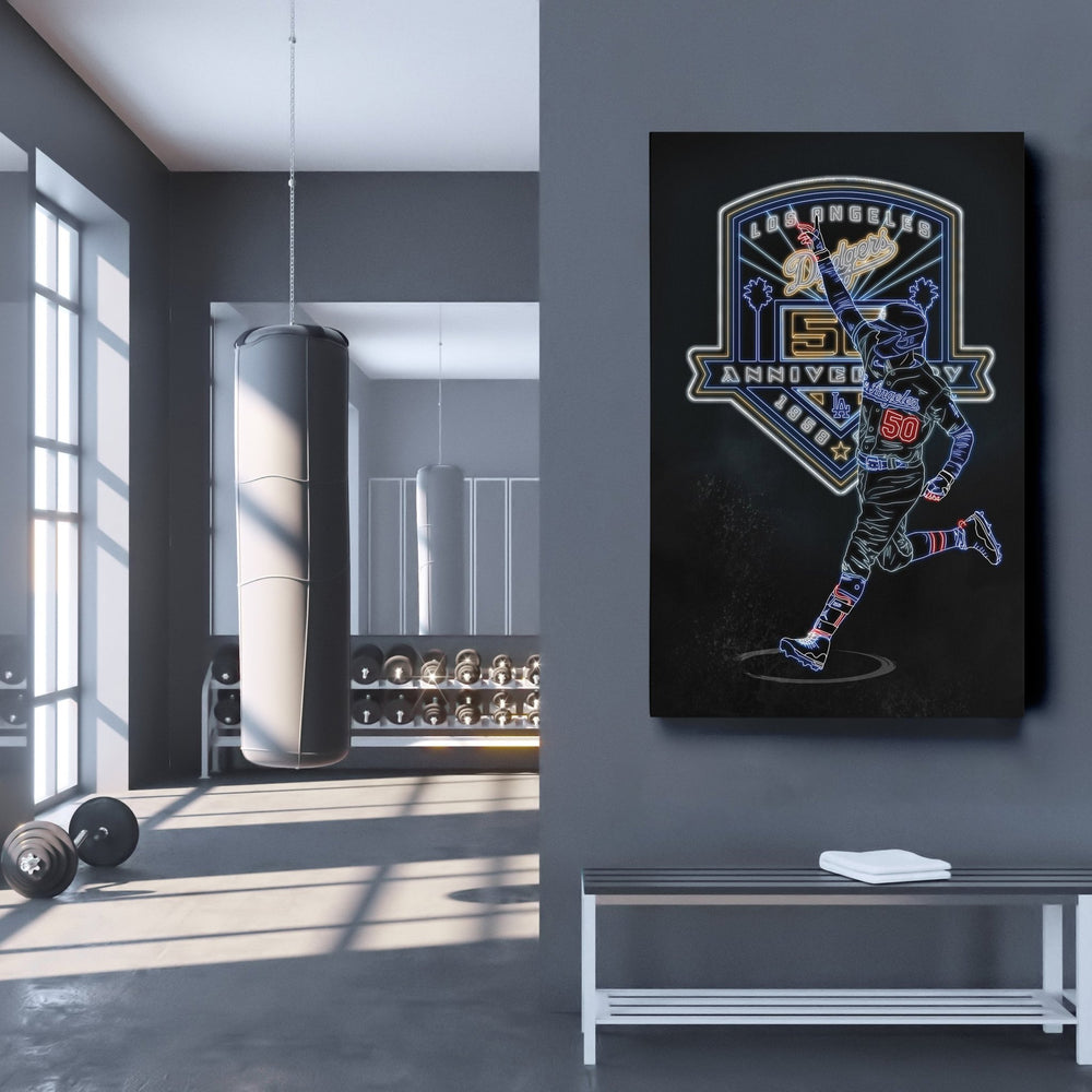 Mookie Betts Neon Canvas Art | Dodgers Wall Decor - CanvasNeon