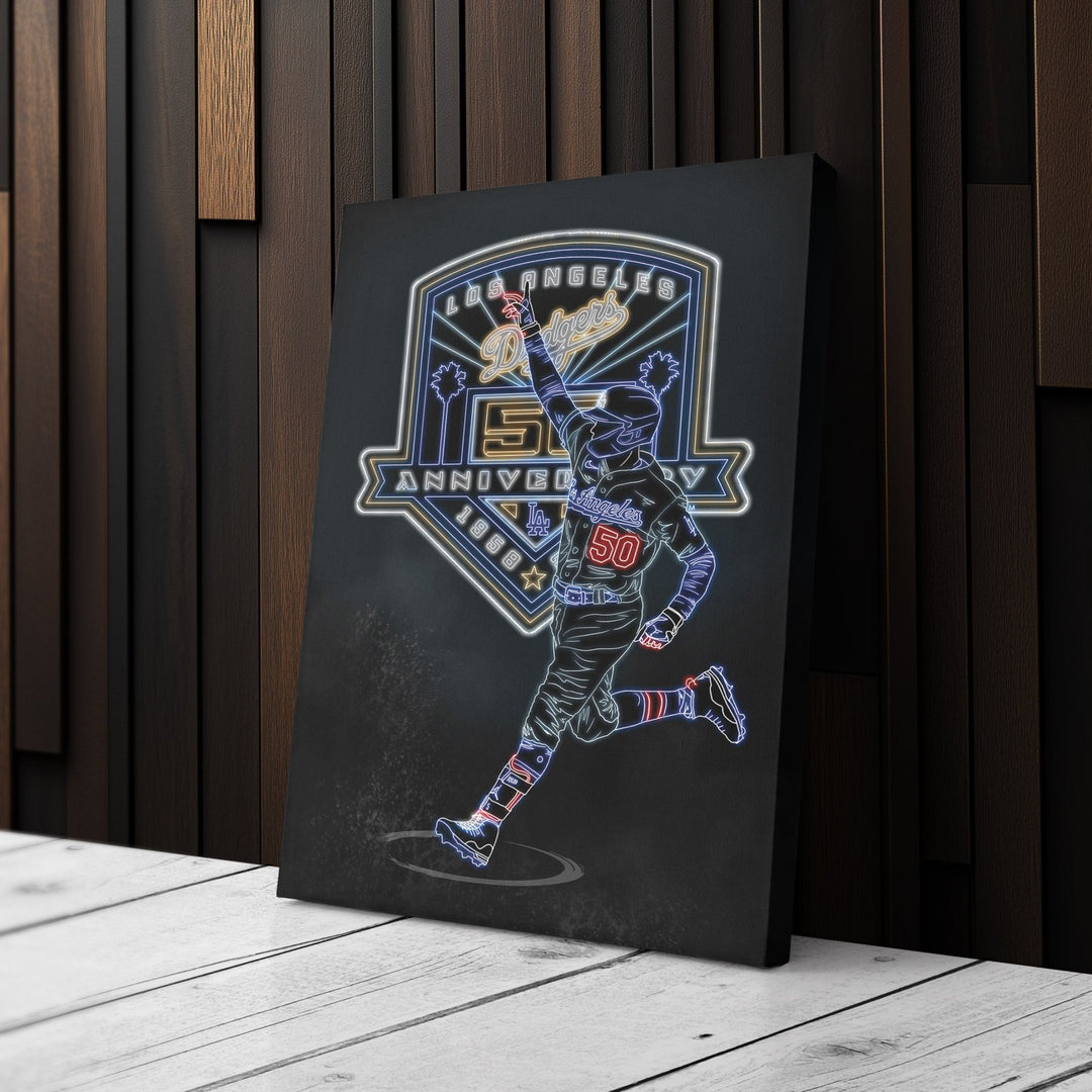 Mookie Betts Neon Canvas Art | Dodgers Wall Decor - CanvasNeon