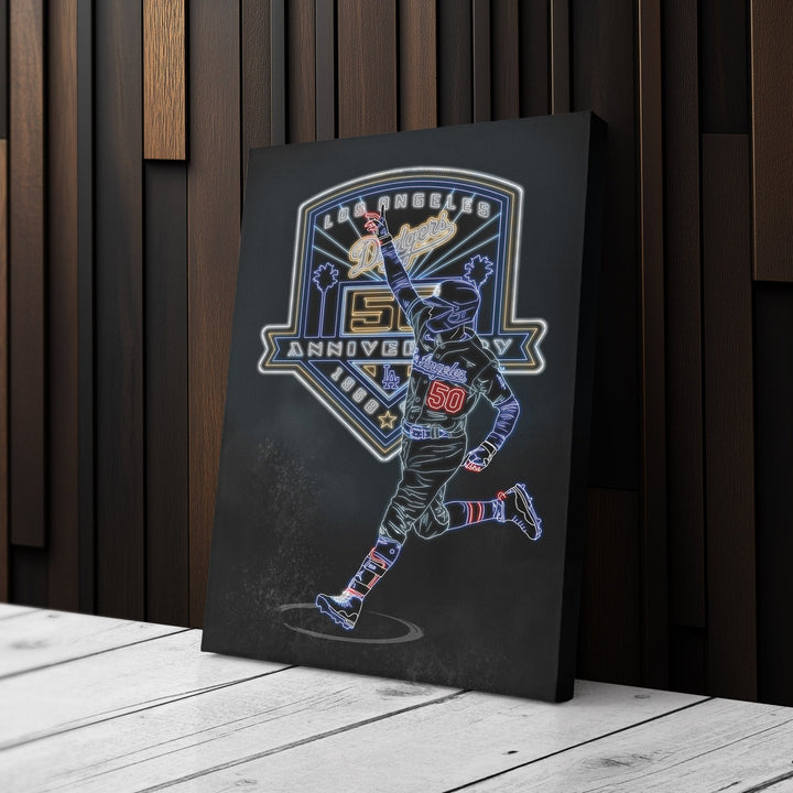 Mookie Betts Neon Canvas Art | Dodgers Wall Decor - CanvasNeon