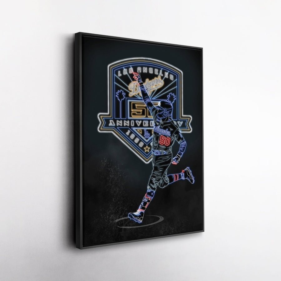 Mookie Betts Neon Canvas Art | Dodgers Wall Decor - CanvasNeon