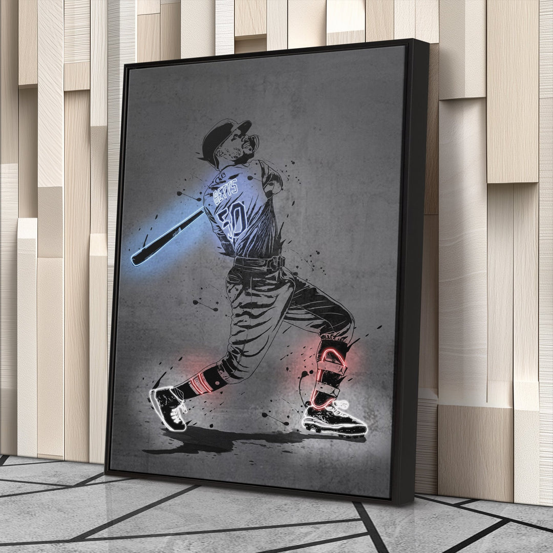 Mookie Betts Neon Canvas Art | Modern Wall Decor for Dodgers Fans - CanvasNeon