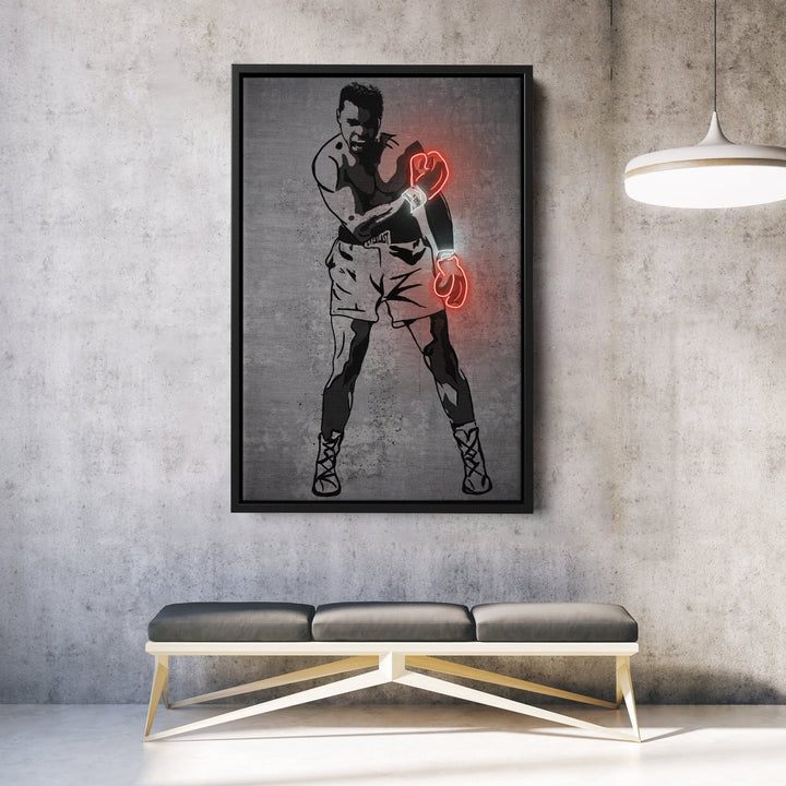 Muhammad Ali Neon Canvas Art | Modern Wall Decor for Boxing Fans - CanvasNeon