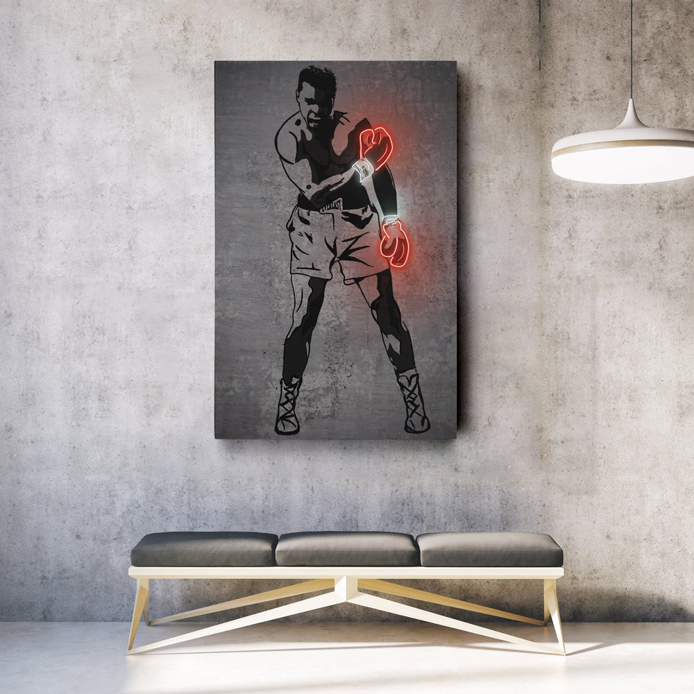 Muhammad Ali Neon Canvas Art | Modern Wall Decor for Boxing Fans - CanvasNeon