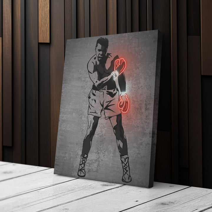 Muhammad Ali Neon Canvas Art | Modern Wall Decor for Boxing Fans - CanvasNeon