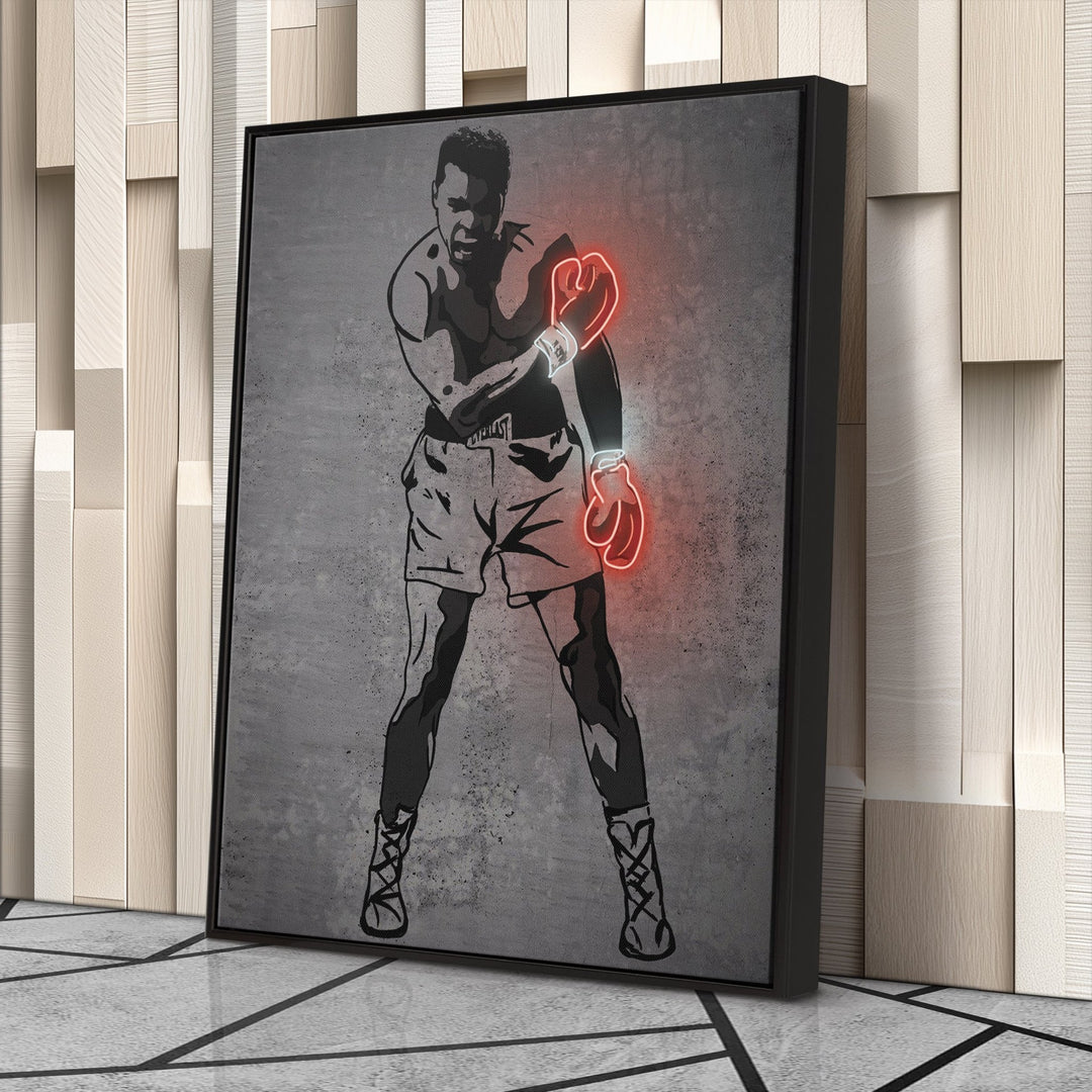 Muhammad Ali Neon Canvas Art | Modern Wall Decor for Boxing Fans - CanvasNeon
