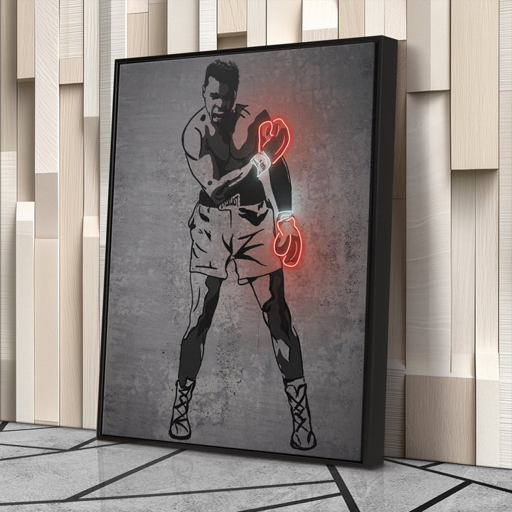 Muhammad Ali Neon Canvas Art | Modern Wall Decor for Boxing Fans - CanvasNeon