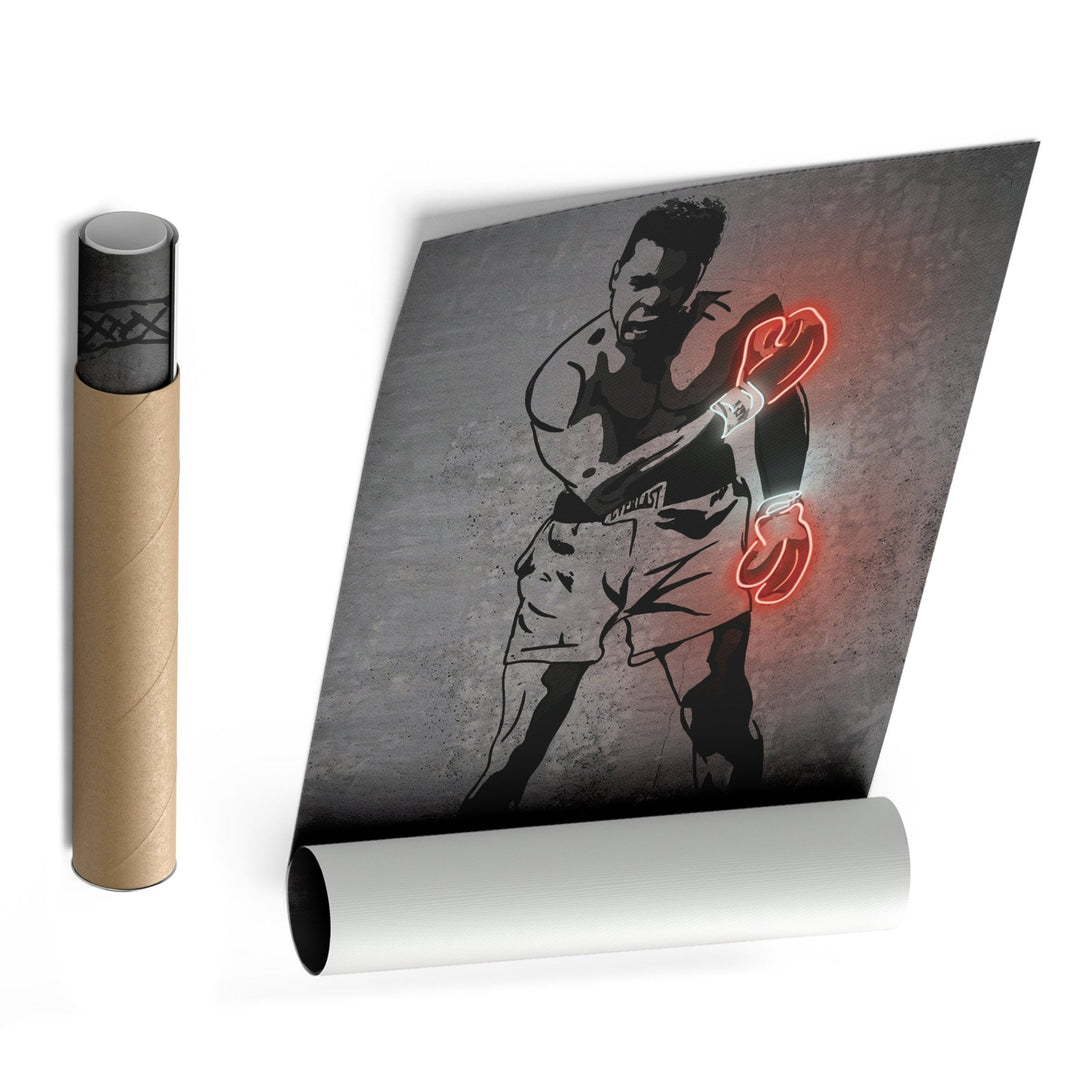 Muhammad Ali Neon Canvas Art | Modern Wall Decor for Boxing Fans - CanvasNeon