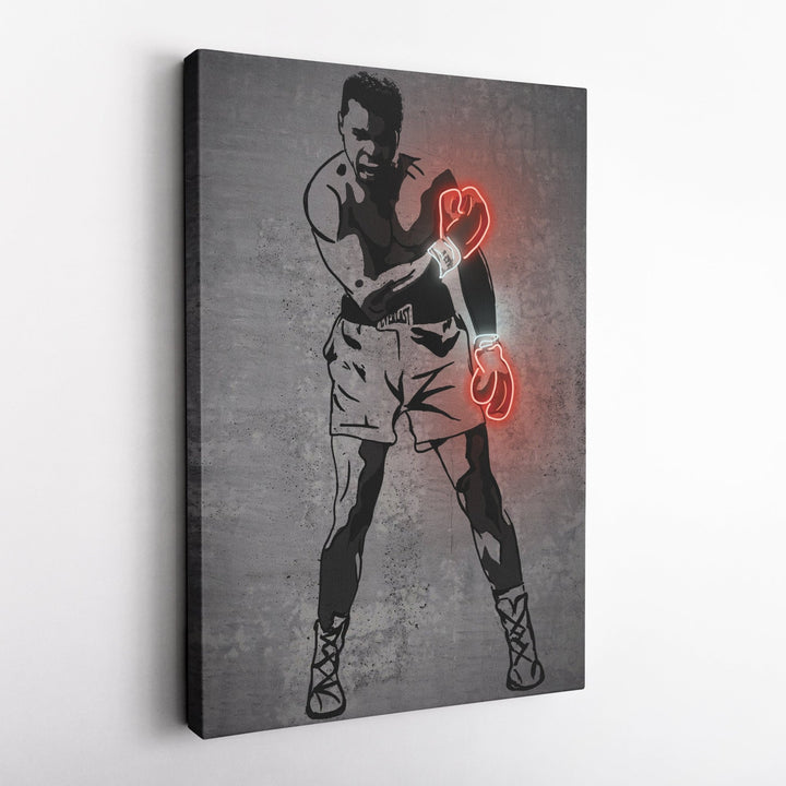 Muhammad Ali Neon Canvas Art | Modern Wall Decor for Boxing Fans - CanvasNeon