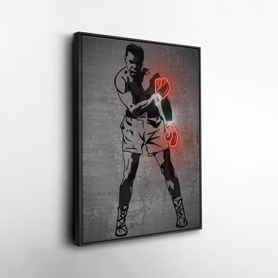 Muhammad Ali Neon Canvas Art | Modern Wall Decor for Boxing Fans - CanvasNeon
