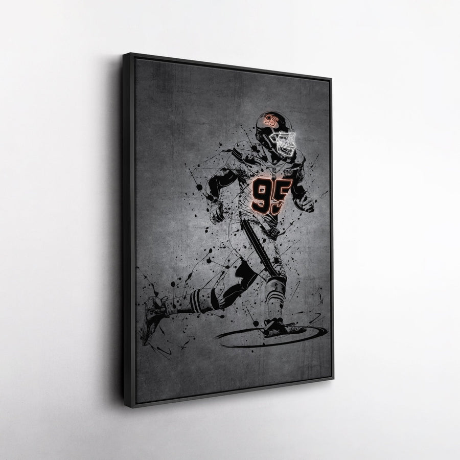 Myles Garrett Neon Canvas Art | Modern Wall Decor for Browns Fans - CanvasNeon