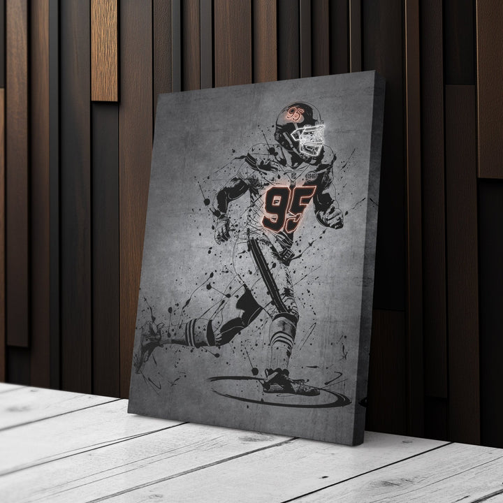 Myles Garrett Neon Canvas Art | Modern Wall Decor for Browns Fans - CanvasNeon