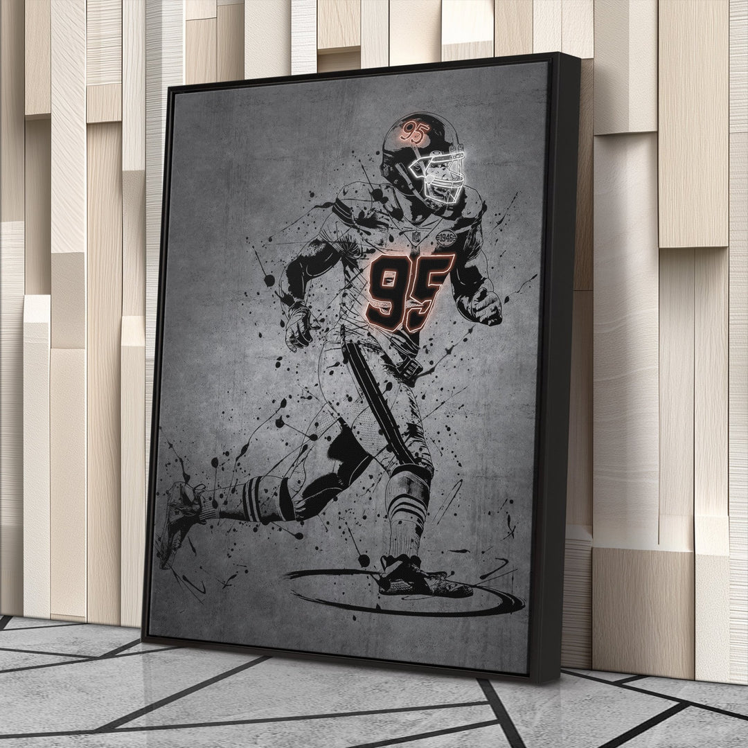 Myles Garrett Neon Canvas Art | Modern Wall Decor for Browns Fans - CanvasNeon